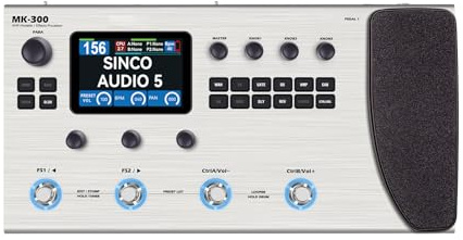POENVFPO Gitarreffektprocessor, Multieffektpedal i Aluminium med 120 Amp-modeller, 320 Effekter, Trummaskin, MIDI-gränssnitt för Musiker