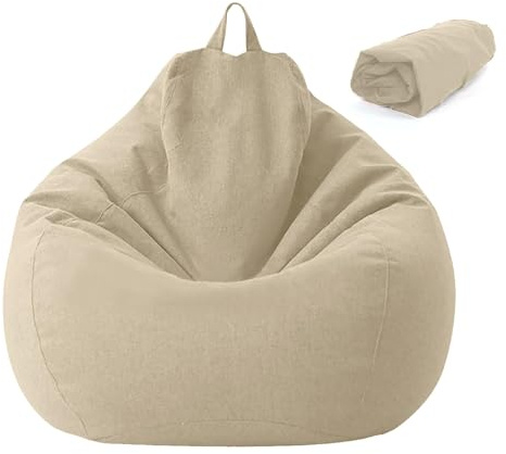 Yunlaishaocer Puf para niños y Adultos, 100 x 120 cm, Funda sin Relleno, para Sacos de Frijoles con Cremallera, a Prueba de Polvo, no para Oficina, Dormitorio, terraza, salón (Beige, XL)