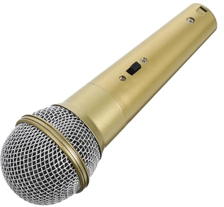 jojofuny Microphone Factice en Plastique Compact Doré, Accessoire de Costume et Jeu Télévisé, Simulateur Micro pour Spectacles, Karaoké et Déguisement Journaliste – 1 Pièce