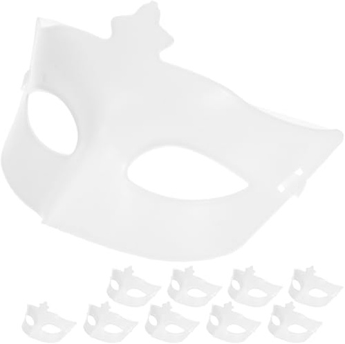 Mikikit 10 Pièces Demi-masque de Fête Cosplay Blanc en Plastique Respirant et Polyvalent pour Bal Masqué, Soirée à Thème et Jeu de Rôle