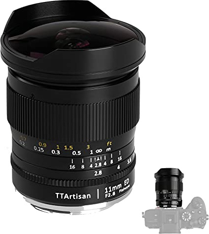 TTArtisan 11mm F2.8 Obiettivo Fisheye Full Fame per fotocamere con innesto E A7 A7ll(A7M2) A7lll (A7M3) A7R A7Rll(A7RM2) A7Rlll(A7RM3) A7RlV(A7M4) A7S A7SII(A7SM2) A7SIII(A7SM3) A9.