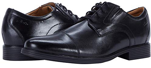 Clarks Homme Whiddon Cap Tissu Oxford, Cuir Noir, 39 EU