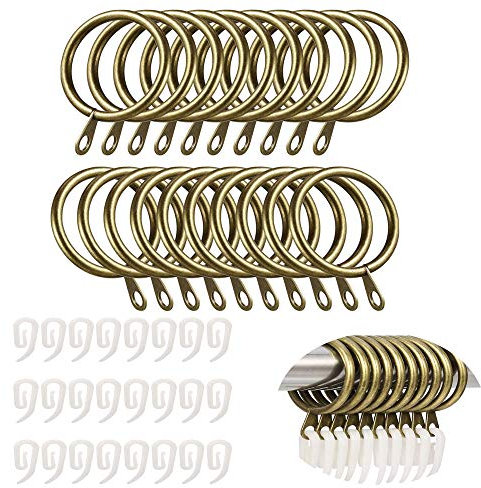 TSKDKIT 24 Stück Metall Gardinenringe Mit Kunststoffhaken, Metall Vorhänge Hängend Ringe 30mm Innendurchmesser, Vorhangringe Mit Haken, Duschvorhangringe für Fenstervorhang Bettvorhang