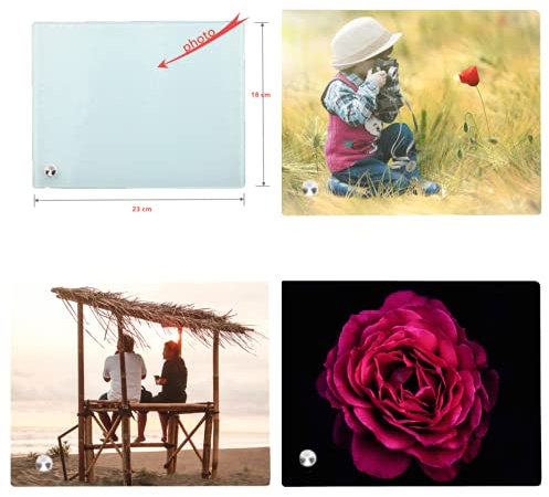 AptoFun Orologio da parete personalizzato in vetro acrilico con foto e testo, stampa fotografica su orologio decorativo, regalo personalizzabile (23×18 cm)