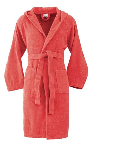 Bassetti Peignoir doux 360 g avec capuche 100% coton homme femme éponge grande taille – ITALY Designed – Collection VIVIAN, ROUGE RB, S haut