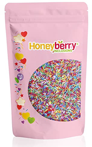 HONEYBERRY INCLUSIONS Small 8 Colour Sugar Strands Mix 200g - Premium Edible Decorating Vermicelli Sprinkles for Baking, Cupcake and Cake Decorations, Ice Cream, Dessert and Icing Decoration Toppers