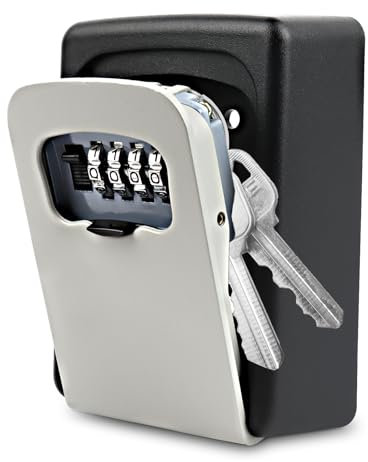 Cassetta di Sicurezza per Chiave, Cassaforte per Chiavi Montata a Parete, Cassaforte Porta Chiavi da Esterno, con 4 Cifre Combinazione Codice, Impermeabile e Antiruggine, per Casa Ufficio Garage