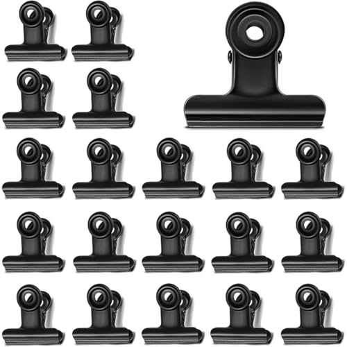 20 Pieza clips bulldog metal negro, 22 mm metal bisagra Clip archivo abrazaderas, mini clips de fotos, clips de carpeta,para manualidades, dibujos, fotos en casa cocina y oficina Useage