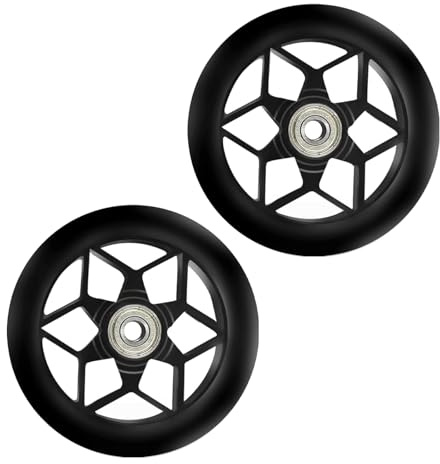 2 Piezas Ruedas de Patinete Scooter 110 mm, Ruedas de Repuesto para Patinete con Rodamientos ABEC-9, para Mayoría de Patinetes, Scooters (Negro)