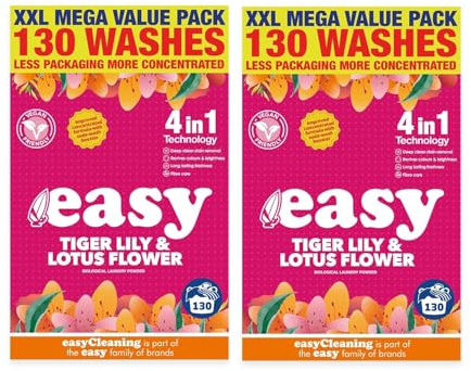 Easy Washing Powder Tiger Lily & Lotus Flower 6.5kg 130 Washes Pack of 2