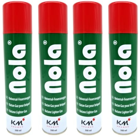 NOLA 4 x 300ml Universal Feuerzeuggas für Feuerzeuge und Flambierbrenner - Butangas zum Nachfüllen, Premium Feuerzeuggas, Nachfüllgas, Butan Feuerzeug Gas - Optimal Für Alle Feuerzeugmodelle 703 (4)