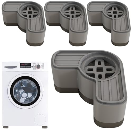 Kustimantu - Alfombra antivibratoria para lavadora (4 plantillas de soporte reforzadas, accesorios para apartamentos antideslizantes, absorción de golpes, estabilizadores para