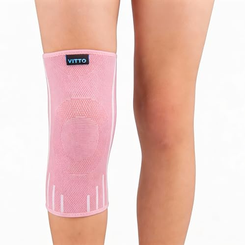 VITTO Osgood Schlatter Knästöd för barn, 2–10 år, Ungdomssport Brace för löpning, fotboll, volleyboll och basket (Rosa, XL)