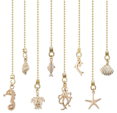 DICOSMETIC 8 unidades de cadenas de tracción de aleación con diseño de océano, extensiones de tren doradas, cadena de extensión, vida marina, colgante con elemento de conexión