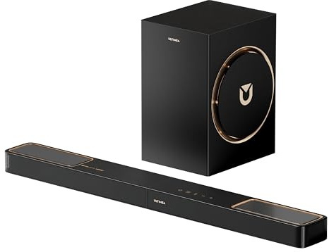 ULTIMEA Barra de Sonido de 3.1.2 Canales con Dolby Atmos, Sistema de Sonido Envolvente para Smart TV, Barra de Sonido con subwoofer de 6.5 Pulgadas para Cine en casa, BT 5.4, HDMI eARC, Skywave F30