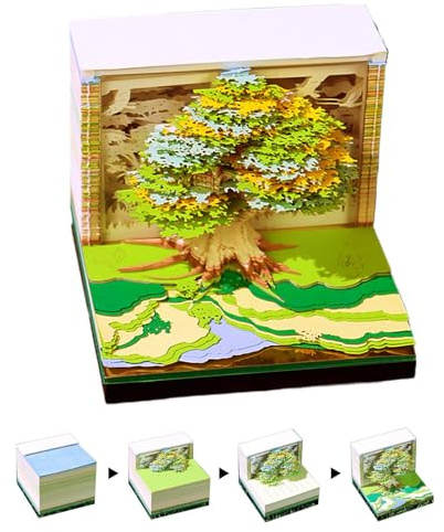 Calendrier 2026 avec sculpture 3D | Motif cabane dans les arbres et rivière – Bloc-notes détachable pour entraînement à la maison, l'école, les trajets et les professeurs de vacances