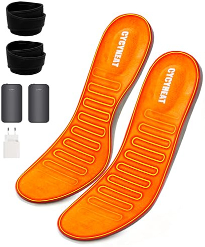 Suelas calefactables recargables con batería de 3,7 V 4000 mAh – Plantillas calefactables para hombre y mujer, calentador de pies ajustable, elemento calefactor de fibra de carbono mejorado (UE - (38