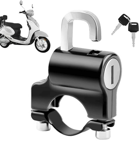 Lucchetto per casco da moto | Supporto per manubrio sicuro,Lucchetto universale antifurto in lega di alluminio con 2 chiavi per casco,Per Moto Scooter Ciclomotore Esterno Garage Freno Manubrio 22