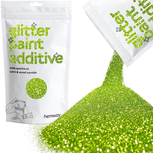 Lime Green Glitter Paint Additive 100g for Adding Sparkle to Paints & Varnish | Paint Walls Sparkly Add to Emulsion, Acrylic or Lacquer Indoor | Hemway