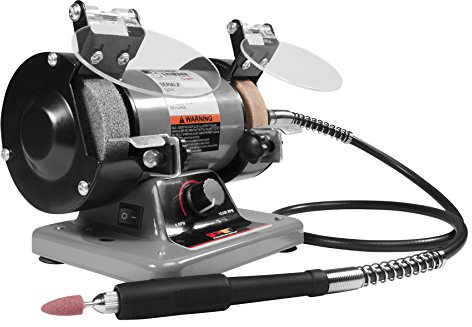 Performance Tool W50003 3-inch Portable Mini Bench Grinder and Polisher with Flexible Shaft and Accessories, 120W, 0-10000 RPM
