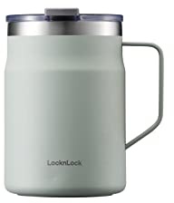 LocknLock Metro Mug, Premium 18/8 Stainless Steel Metal, Double Wall Insulated, Portable Coffee Cup with Lid and Handle for Hot and Cold Drinks, Mint, 16 oz