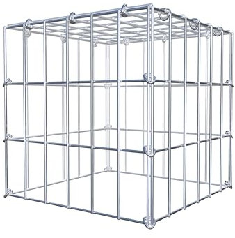 Gabiona Anbau-Gabione Typ3 eckig, Maschenweite 5 x 10 cm, Tiefe 30 cm, Gabione 30 x 30 x 30 cm (L x H x T), C-Ring