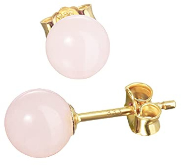 NKlaus Paar echt Rosenquarz Kugel Ohrstecker 6mm Gelbgold 333 8 Karat Gold Ohrringe 7950