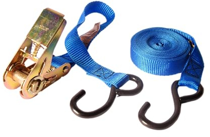 Chapuis - Carton de 25 pièces de Sangles en Polypropylène avec Tendeur à Cliquet et 2 Crochets - Tension Maximale d'Utilisation 80 kg - Largeur 25 mm - Longueur 5 m - Coloris Assortis