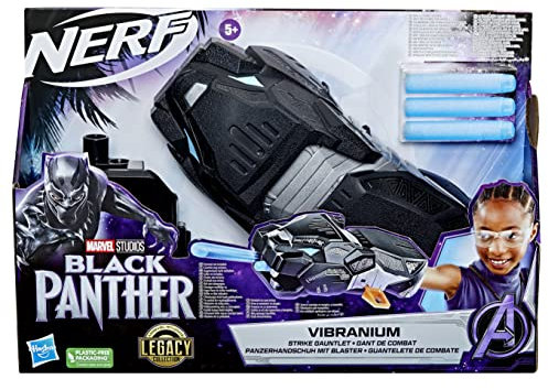 Black Panther Marvel Vibranium Strike Nerf Gauntlet mit 3 Nerf Darts, Rollenspiel Super Hero Spielzeug