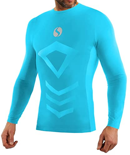 sesto senso Sportundertröjor för män, långärmad termoundertröja, kompressionströja, undertröja, Turkos, XXL/3XL