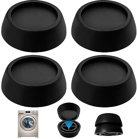 VooGenzek 4 Stücke Anti-Vibration Gummifüße für Waschmaschine & Trockner, Universal Anti Vibrationsdämpfer, Universal Schwingungsdämpfer, Vibrationsdämpfer Gummi Füße (Schwarz)