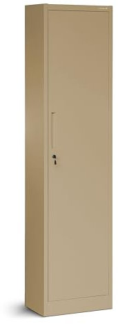 Jan Nowak Aktenschrank 185 x 45 x 40 cm | Büroschrank Metallschrank Aufbewahrungsschrank 4 Fachböden Flügeltür Pulverbeschichtung Metall | Beige