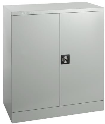 Stahlschrank abschliessbar für Werkstatt & Büro 100x92x42cm, Werkstattschrank sowie Werkzeugschrank mit 2 höhenverstellbaren Einlegeböden,Aktenschrank für 3 Reihen Ordner in Lichtgrau
