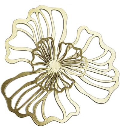 rockible Decoración de Arte de Pared de Metal, Decoración de Pared de Flores, Adorno de Pared de Estilo Moderno, Decoración Colgante de Pared Floral para, Dorado Grande, Individual