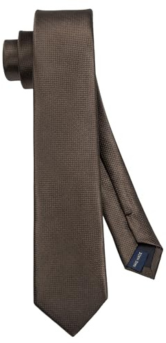 HISDERN Cravate Brun Homme 6CM Slim Cravate Fine en Soie Couleur Unie Mariage Plusieurs Couleurs Disponibles avec Boîte