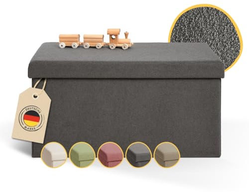 Laleni Sitzbank mit Stauraum groß - Truhenbank mit Stauraum 76x38 cm - Sitztruhe mit Stauraum - Bequemer Hocker mit Stauraum - Aufbewahrungsboxen für Kinder - Teddy Hocker - Sitzbox Anthrazit