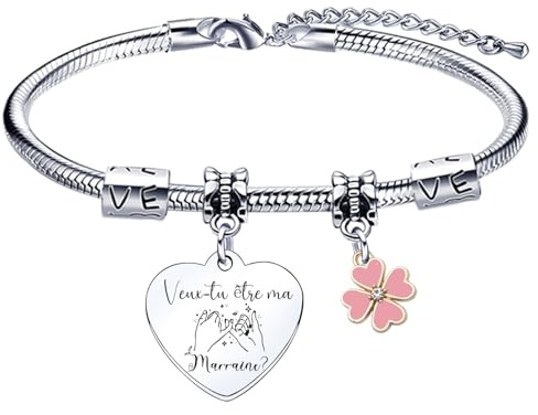 Lumengqi Cadeau Marraine Bracelet Cadeau Baptême Demande Cadeaux Souvenir Marraine Personnalisé Cadeaux Demande Unique pour Baptême, Communion & Anniversaire Noël Cadeau Original