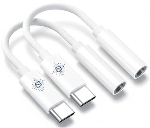 Clem Tech - Set di 2 pezzi. Adattatore USB C Jack, da USB C a jack per cuffie da 3,5 mm, convertitore da cavo a auricolare, compatibile con Samsung Galaxy, MacBook Pro, Huawei, Honor..