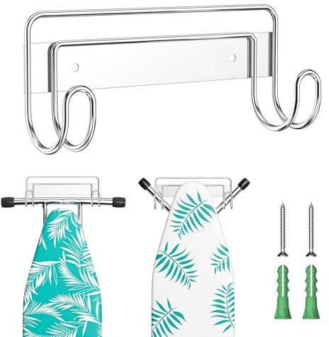 Soporte para Tabla de Planchar, Soporte de Pared para Tabla Planchar, Colgador Tabla Planchar de Acero Inoxidable, Soporte Tabla Planchar Puerta, Gancho para Tabla de Planchar, para Cuartos de Lavado