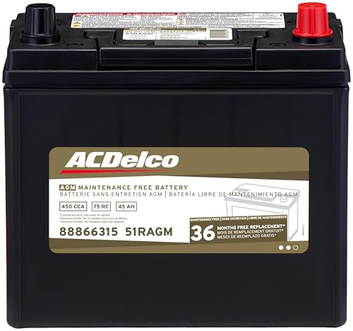 ACDelco Gold 51RAGM (88866315) 36 Month Warranty AGM BCI Group 51R Car Battery