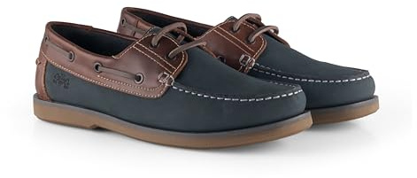 Catesby Hector Leather Lace Up Boat Shoes for Men Navy Brown