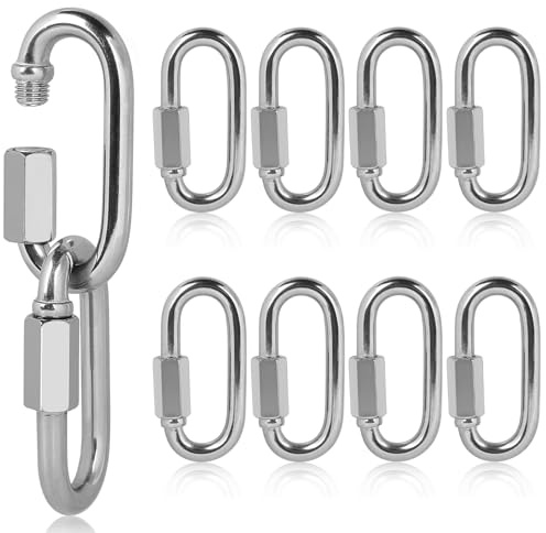 EFUTURETIME 10 x Mousqueton à Vis INOX 304 Maillon Rapide M8, Mousquetons de Sécurité avec Une Capacité de Charge de 691 kg