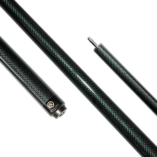 KHEALING Queue de billard en fibre de carbone de 58 pouces, structure 1/2, connecteur à 3 dents, pointe de 12,4 mm, 540-567 g, convient pour les joueurs de billard professionnels (vert)