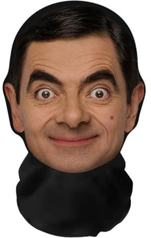 Aristo Solutions realistico Mr. Bean - Maschera viso integrale con stampa 3D, traspirante, leggera e confortevole, ideale per cosplay, feste, Halloween, Carnevale e eventi divertenti