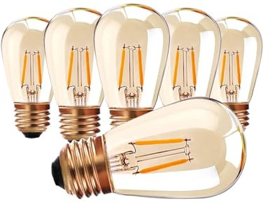 JrEam Lampadina a filamento LED E27 1W S14 Vetro ambrato ST45 Dimmerabile Giallo Caldo 2200K Lampada(6PCS_Yes_1W)