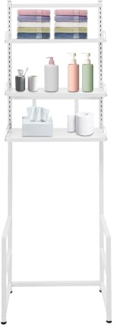 KAPIPALA Scaffale per lavatrice a 3 livelli, scaffale per WC e bagno, robusto armadietto in acciaio con ripiani regolabili, salvaspazio per lavatrice, WC e bagno (bianco)