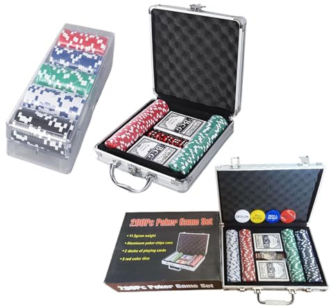 Texas Holdem Pokermarker - Kortspelsmarker Set, Aluminium Box Blackjack | Och Card Club, ABS PP Material | Speltillbehör Night Slitstarkt förvaringsfodral Underhållning 100 200 stycken