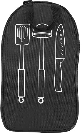 Chenglanhsjg Camping köksredskap set förvaringsväska, kompakt design, flera fack, hållbart polyestertyg, för utomhusmatlagning, picknick, vandring, resor, Svart, ledig