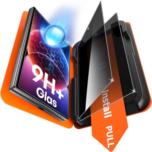 TAURI Set med 2 spionskydd härdat glas för Samsung Galaxy Z Fold 8 | Bubbelfri, integritetsskydd med 1-stegs installation och verktyg, automatisk dammborttagning, komplett täckning, repbeständig