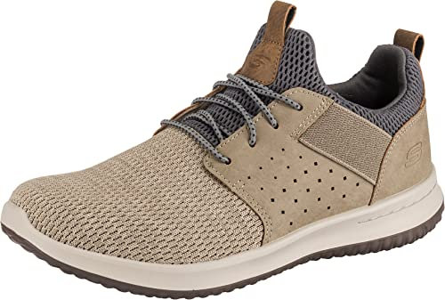 Skechers Herren Delson Camben Sneaker, Taupe Mesh W Synthetic, 47.5 EU